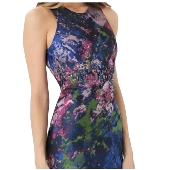Carmen Marc Valvo Infusion Jacquard Tapestry Gown Abstract Print Size 4 - Picture 3 of 13